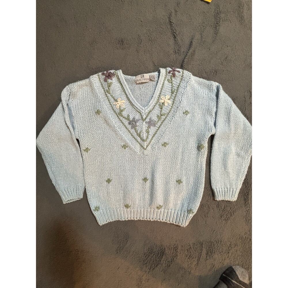 Vintage Sweet Briar Cottage Core Granny Sweater Knit Floral